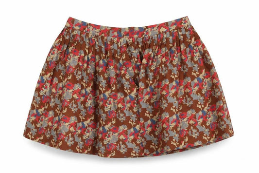 United Colours of Benetton Girls Brown Geometric Cotton Skater Skirt Size 10-11 Years Regular Zip