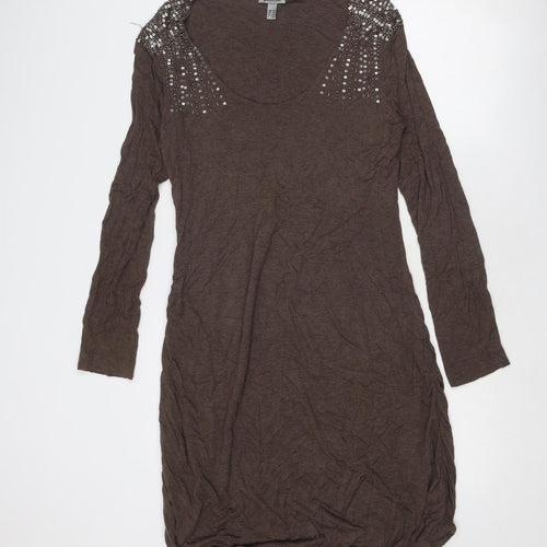 Bandolera Womens Brown Viscose A-Line Size 16 Scoop Neck Pullover