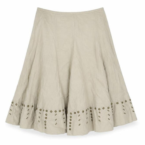 GEORGES RECH Womens Beige Linen Swing Skirt Size 10 Zip