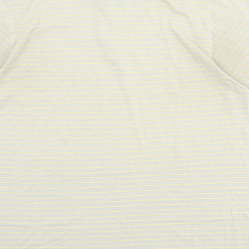 Ashworth Mens Beige Striped 100% Cotton Polo Size M Collared Button