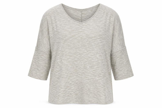 Front view of Vero Moda women’s beige polyester basic t-shirt, size S, scoop neck