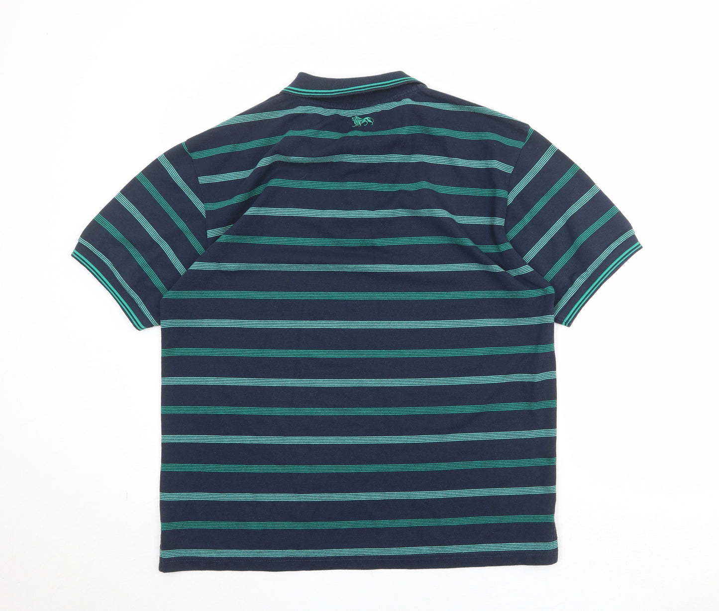 Lonsdale Mens Blue Striped Polyester Polo Size L Collared Button