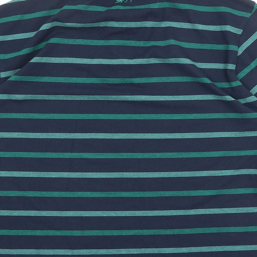 Lonsdale Mens Blue Striped Polyester Polo Size L Collared Button