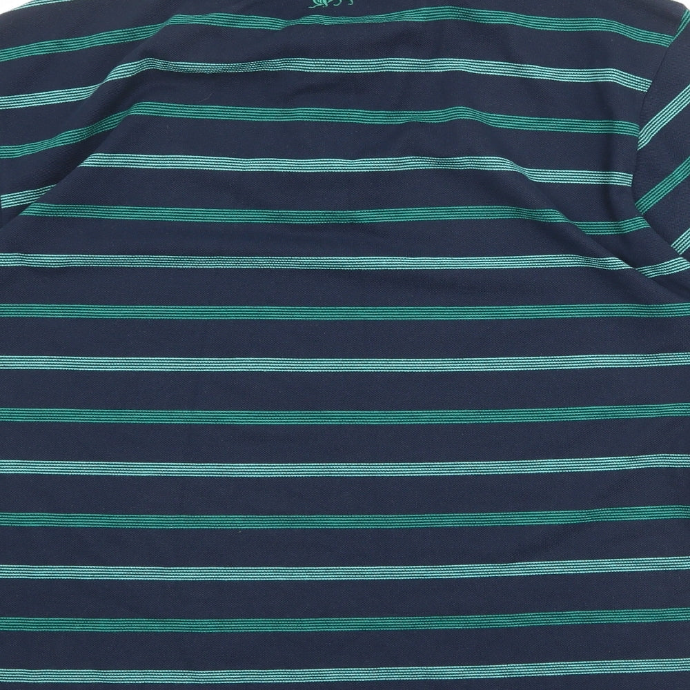 Lonsdale Mens Blue Striped Polyester Polo Size L Collared Button