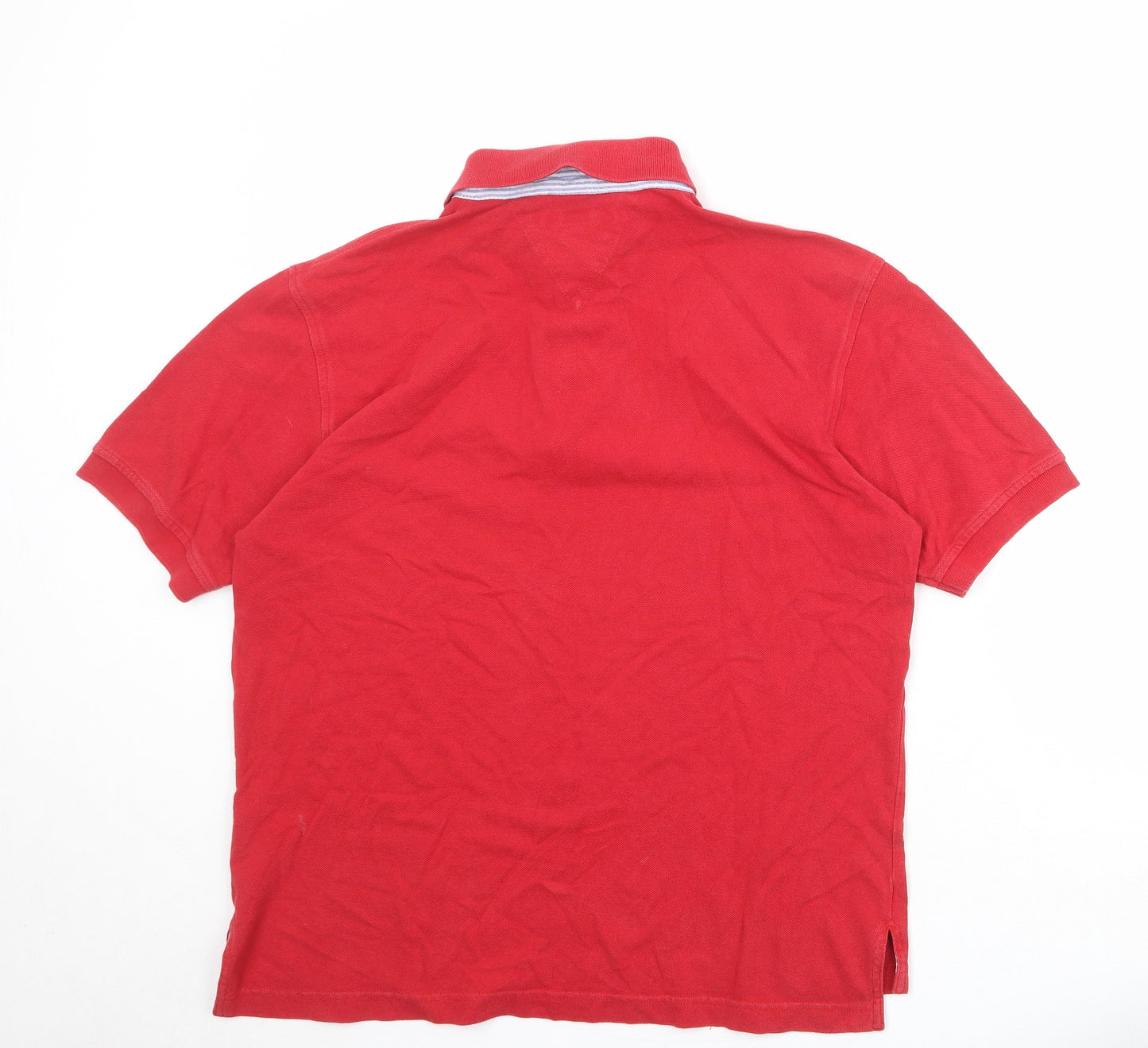 Tommy Hilfiger Mens Red 100% Cotton Polo Size L Collared Button