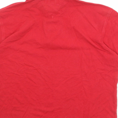 Tommy Hilfiger Mens Red 100% Cotton Polo Size L Collared Button