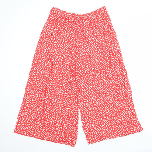 New Look Womens Red Floral Viscose Trousers Size 14 Regular