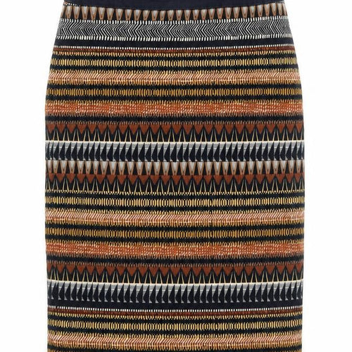 Marks and Spencer Womens Multicoloured Geometric Cotton A-Line Skirt Size 10 Zip