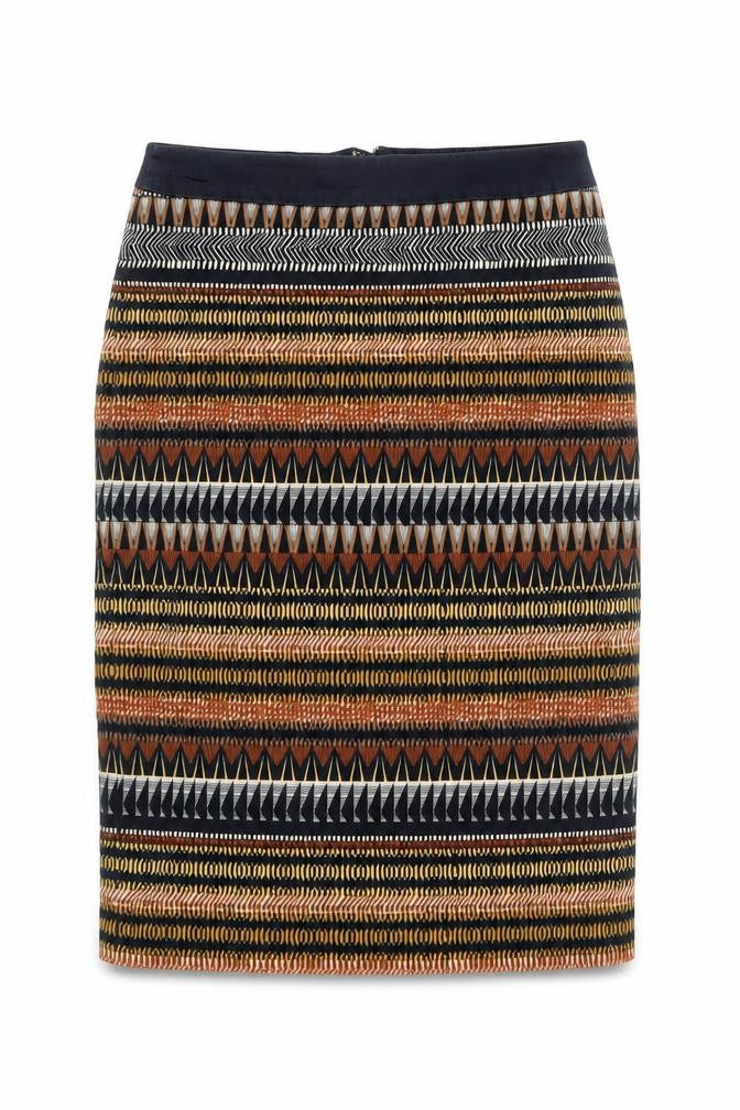 Marks and Spencer Womens Multicoloured Geometric Cotton A-Line Skirt Size 10 Zip