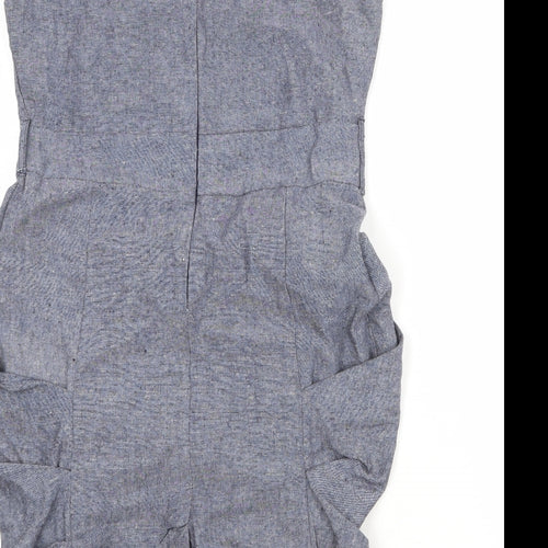 Heaven Womens Grey Cotton Pencil Dress Size 12 Square Neck Zip - Draped Detail