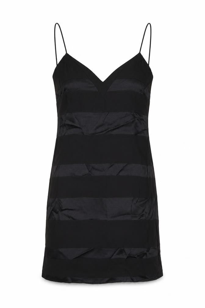 Mango Womens Black Striped Viscose Slip Dress Size M Square Neck Zip