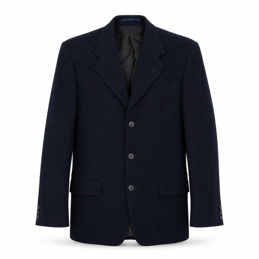 Front view of Burton men’s blue cotton jacket suit jacket, size 38, regular
