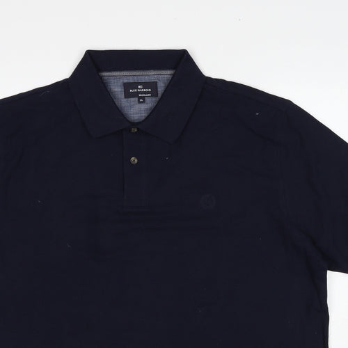 Marks and Spencer Mens Blue Cotton Polo Size XL Collared Button