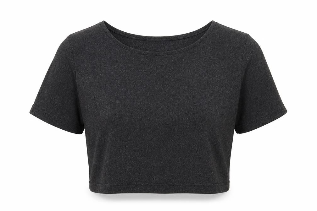 Front view of Brave Soul women’s grey polyester basic t-shirt, size XS, boat neck