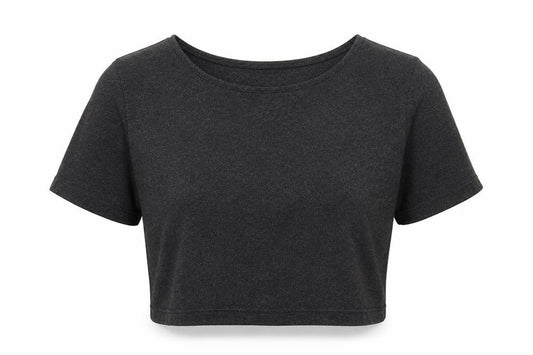 Front view of Brave Soul women’s grey polyester basic t-shirt, size XS, boat neck