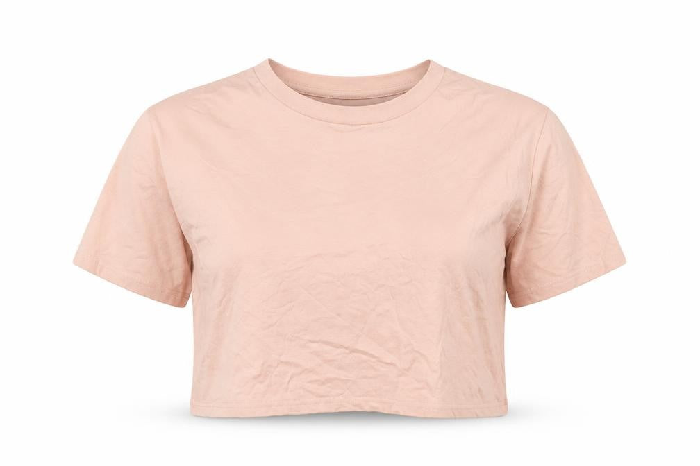 Front view of AS Colour women’s beige cotton basic t-shirt, size XL, round neck