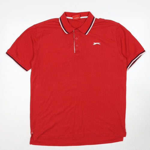 Slazenger Mens Red Polyester Polo Size XL Collared Pullover