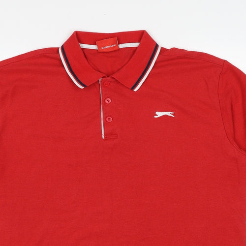 Slazenger Mens Red Polyester Polo Size XL Collared Pullover