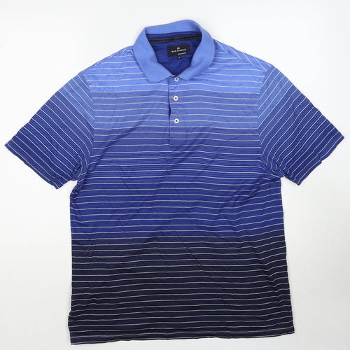 Blue Harbour Mens Blue Striped Cotton Polo Size M Collared Pullover
