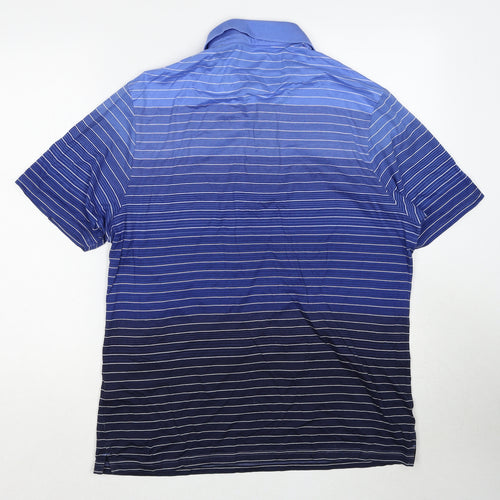 Blue Harbour Mens Blue Striped Cotton Polo Size M Collared Pullover