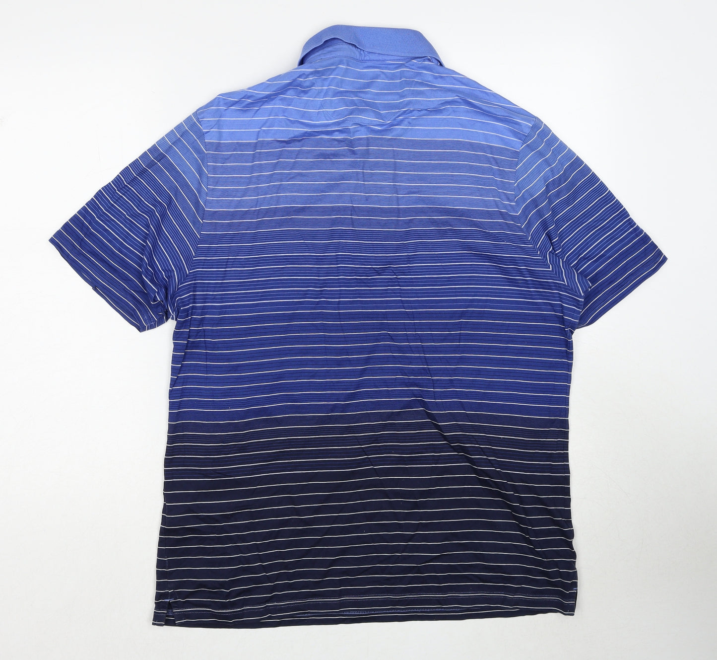 Blue Harbour Mens Blue Striped Cotton Polo Size M Collared Pullover