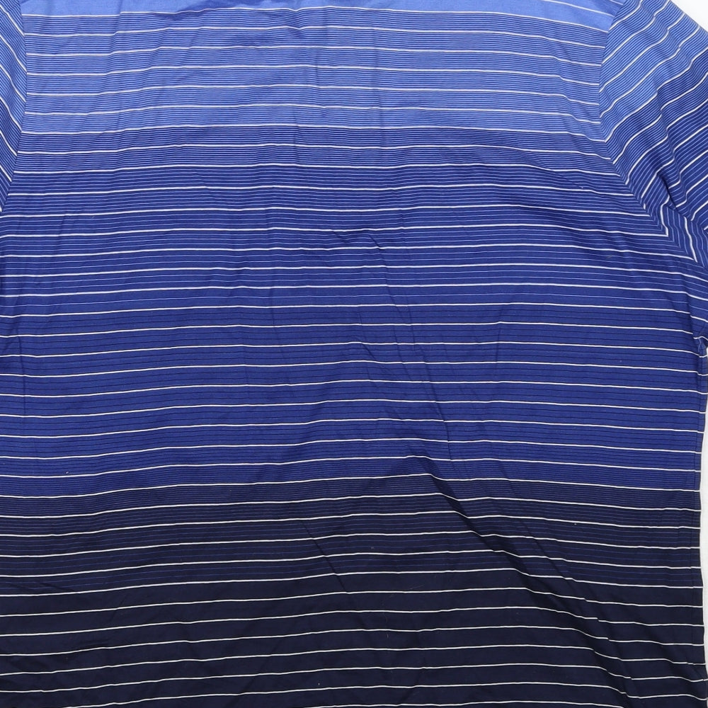 Blue Harbour Mens Blue Striped Cotton Polo Size M Collared Pullover