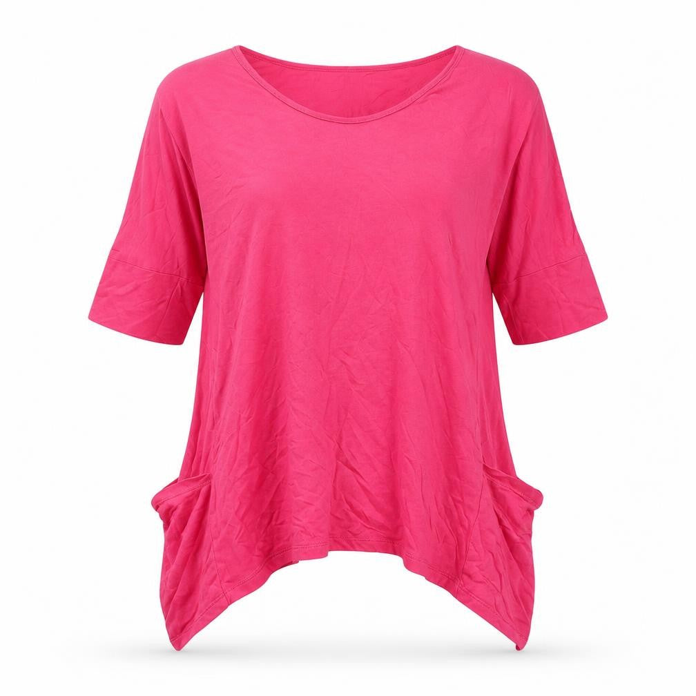 Front view of Marks & Spencer women’s pink cotton basic tank, size UK 8, boat neck