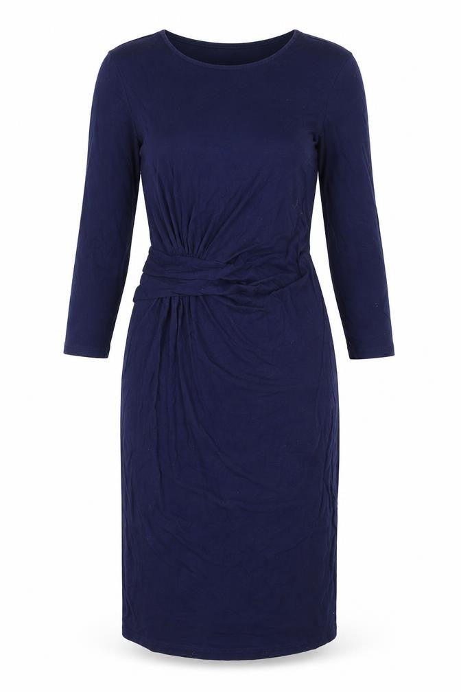 Front view of Blooming Marvellous women’s blue viscose sheath, size UK 8, boat neck pullover