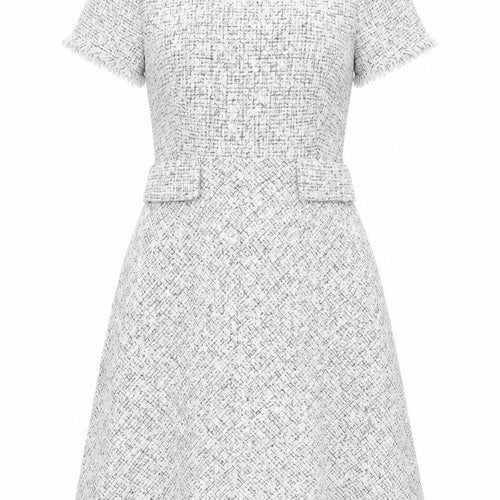 Seraphine Womens White Polyester A-Line Size 8 Round Neck Zip - Frayed Hem and Sleeves