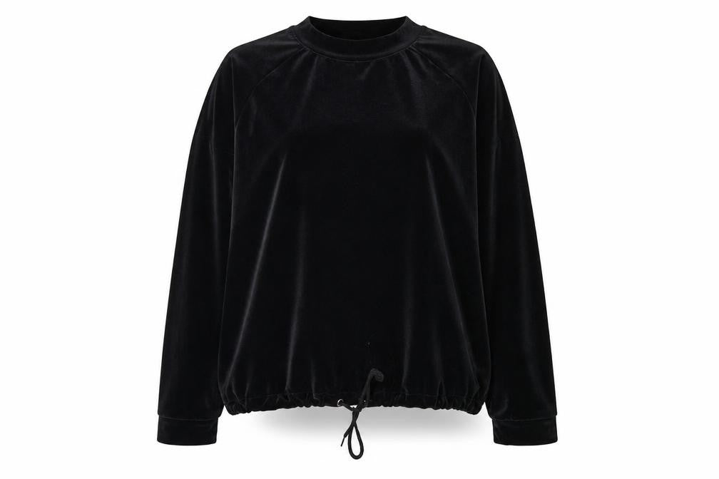 Front view of Marks & Spencer women’s black polyester pullover sweatshirt, size L, pullover