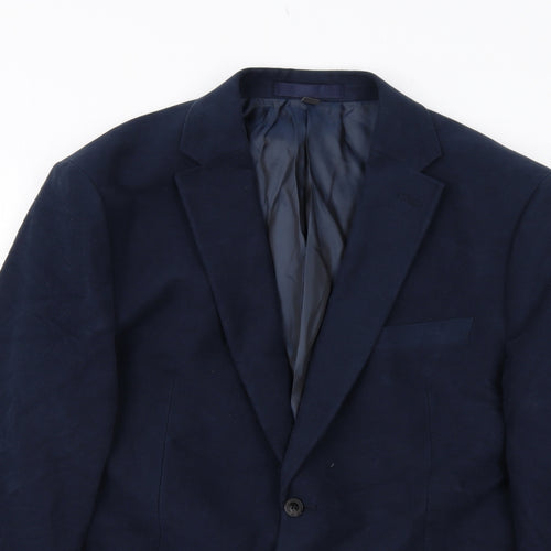 Emmetex Mens Blue Polyester Jacket Suit Jacket Size 44 Regular