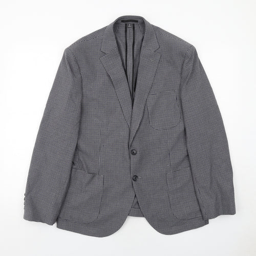 Marks and Spencer Mens Grey Geometric Polyester Jacket Suit Jacket Size 42 Regular
