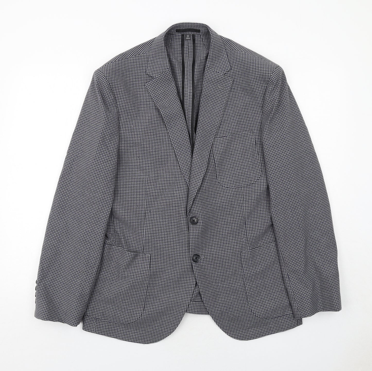 Marks and Spencer Mens Grey Geometric Polyester Jacket Suit Jacket Size 42 Regular