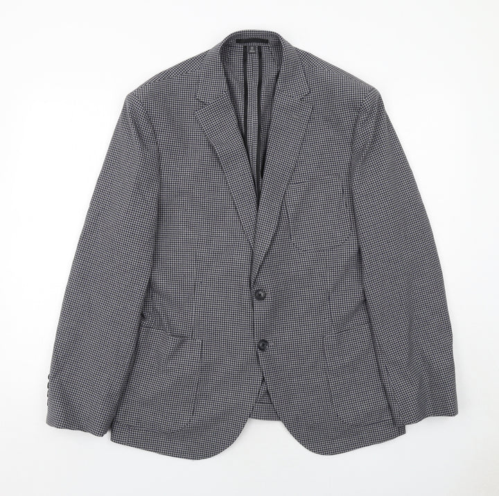 Marks and Spencer Mens Grey Geometric Polyester Jacket Suit Jacket Size 42 Regular