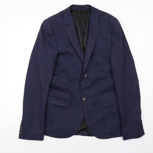 Topman Mens Blue Viscose Jacket Suit Jacket Size 36 Regular