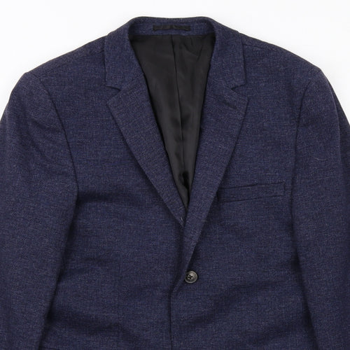 Topman Mens Blue Viscose Jacket Suit Jacket Size 36 Regular