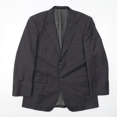 Butler and Webb Mens Grey Striped Wool Jacket Suit Size 40 Regular
