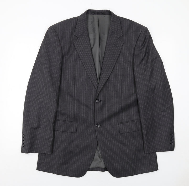 Butler and Webb Mens Grey Striped Wool Jacket Suit Size 40 Regular
