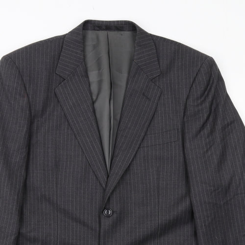 Butler and Webb Mens Grey Striped Wool Jacket Suit Size 40 Regular