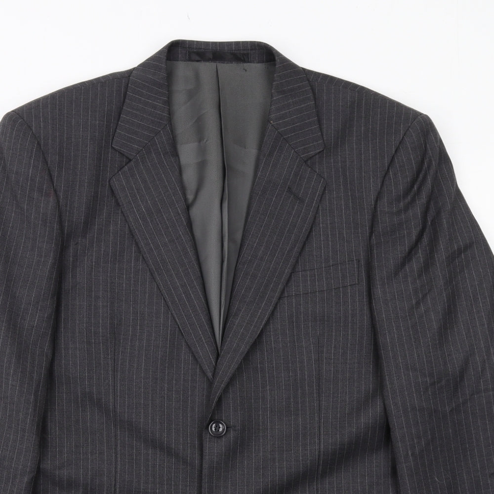 Butler and Webb Mens Grey Striped Wool Jacket Suit Size 40 Regular