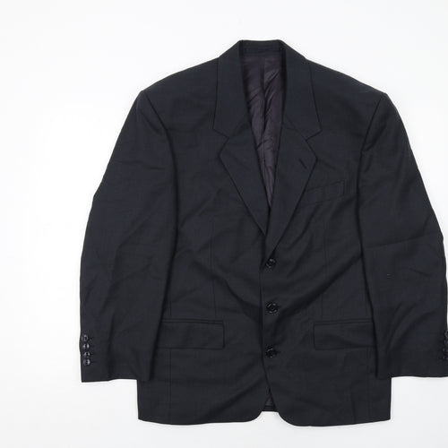 Pin Stripe Mens Black Polyester Jacket Suit Jacket Size 38 Regular