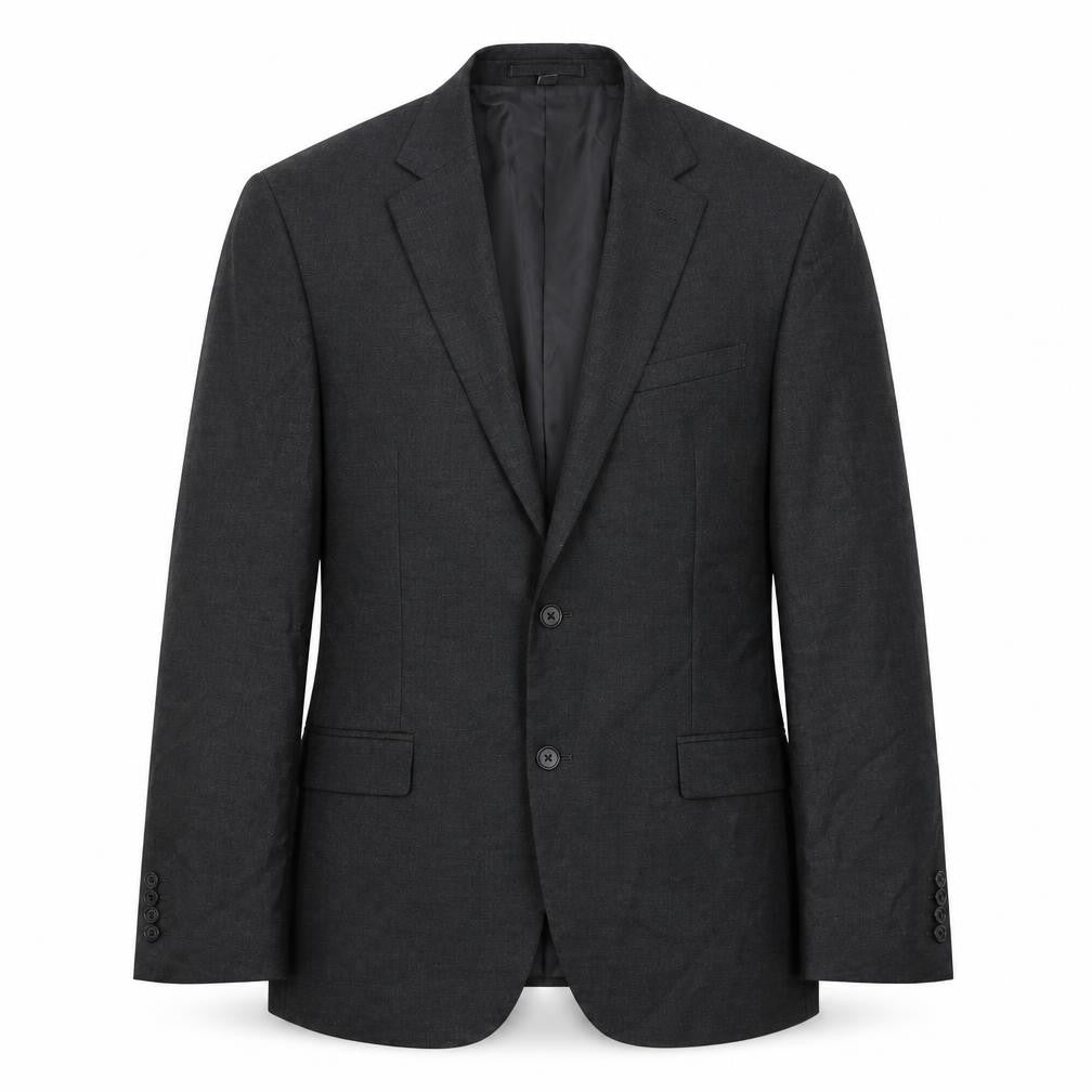 Front view of Marks & Spencer men’s grey polyester jacket suit jacket, size 42, regular