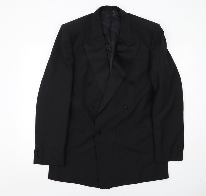Leonardis Mens Black Polyester Jacket Suit Jacket Size 40 Regular