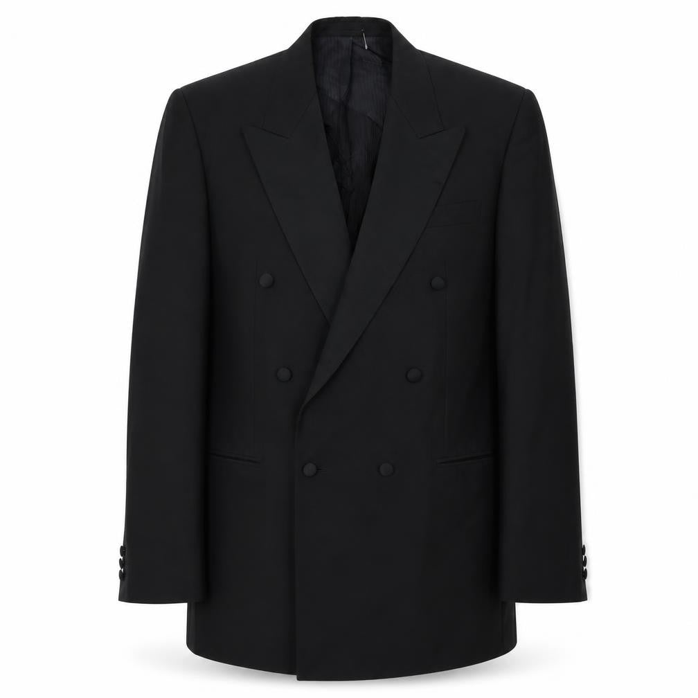 Front view of Leonardis men’s black polyester jacket suit jacket, size 40, regular
