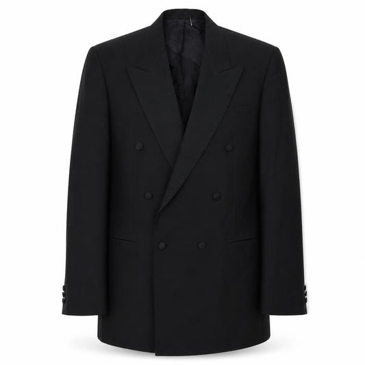 Front view of Leonardis men’s black polyester jacket suit jacket, size 40, regular