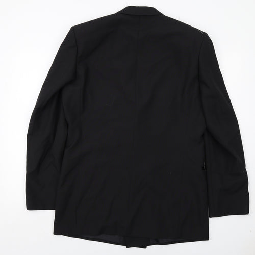Leonardis Mens Black Polyester Jacket Suit Jacket Size 40 Regular