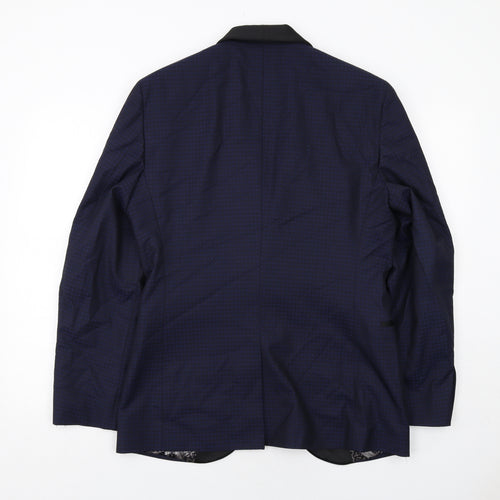 NEXT Mens Blue Geometric Polyester Jacket Suit Jacket Size 38 Regular