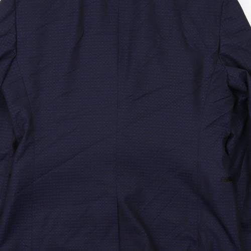 NEXT Mens Blue Geometric Polyester Jacket Suit Jacket Size 38 Regular