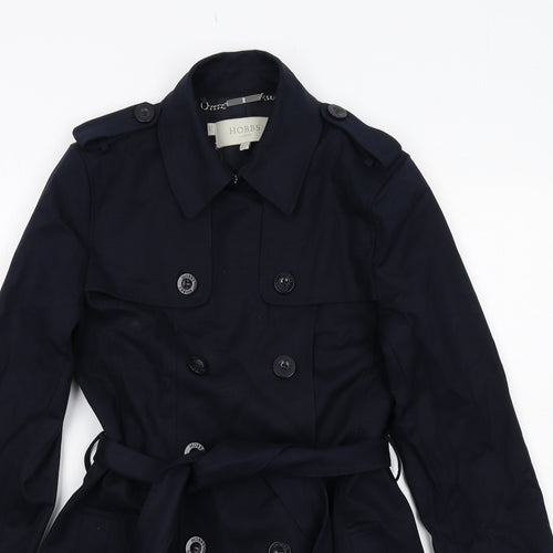 Hobbs Womens Blue Trench Coat Coat Size 10 Button