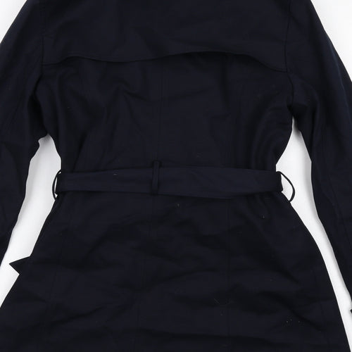 Hobbs Womens Blue Trench Coat Coat Size 10 Button